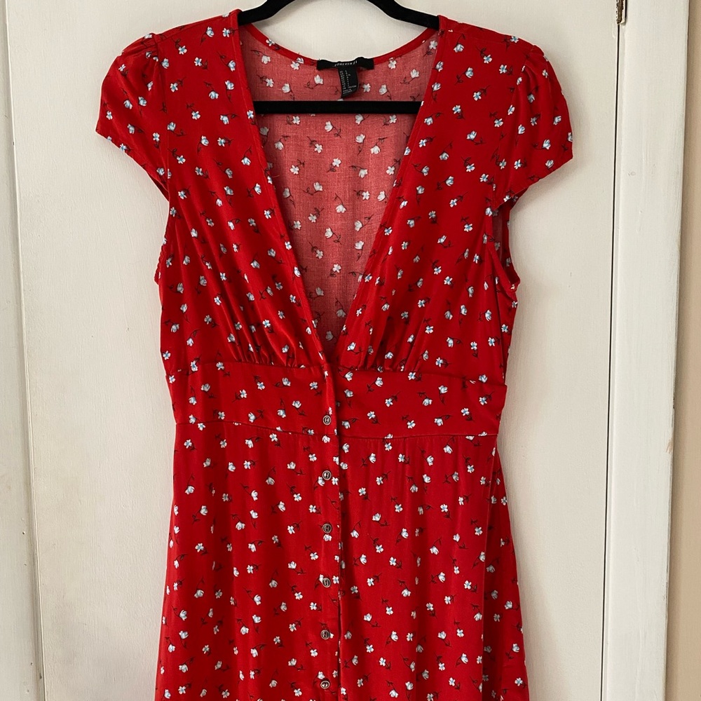 Red flower dress